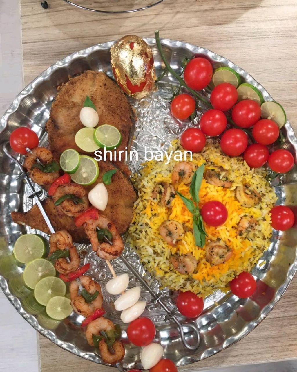میگو پلو با استیک ماهی | شیرین بیان